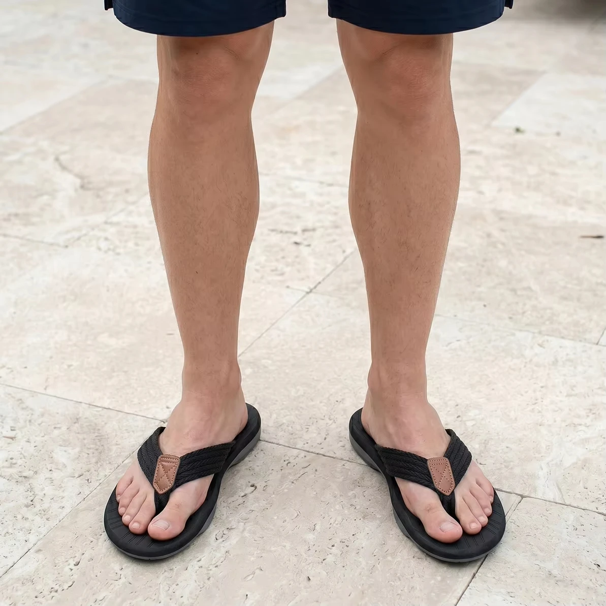 Men's beach flip flops, comfortable beach sandals, summer non slip and durable indoor and outdoor casual shoes - 5