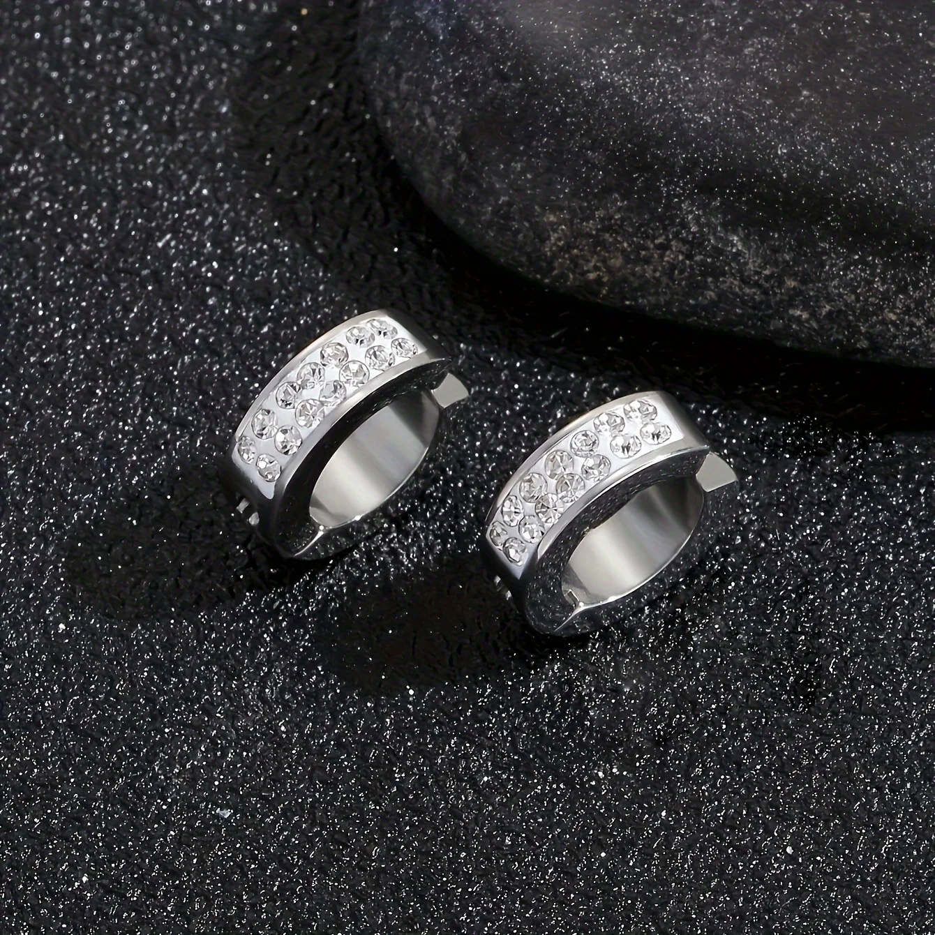 1pair Unisex Minimalist Punk Hip Hop Stainless Steel Ear Clips ear clip earrings clip earrings ear clip ear accessories With Cubic Zirconia For Men Women