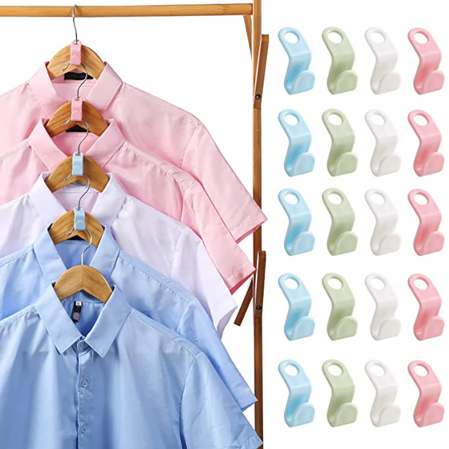 100PCS Mini Clothes Hanger Connector Wardrobe Space-saving Hanger Hook  Plastic Cascading Organizer Rack Space Saving for Closet