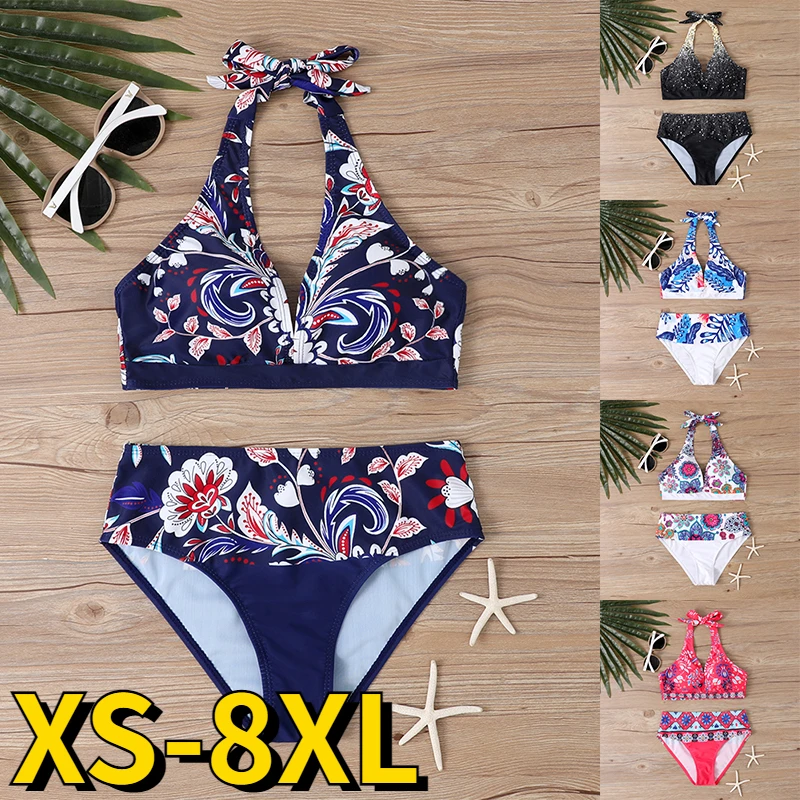 Women Summer Swimsuit Two Piece Set Beachwear Swim Suit Female Sexy Vintage Bathing Suit Bikini New Design Printing Swimwear
