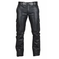 Wear Trouser Pants Men's Slim Fit Pencil Pants in Solid Color PU Leather Perfect for Punk and Motorcycle Style 1