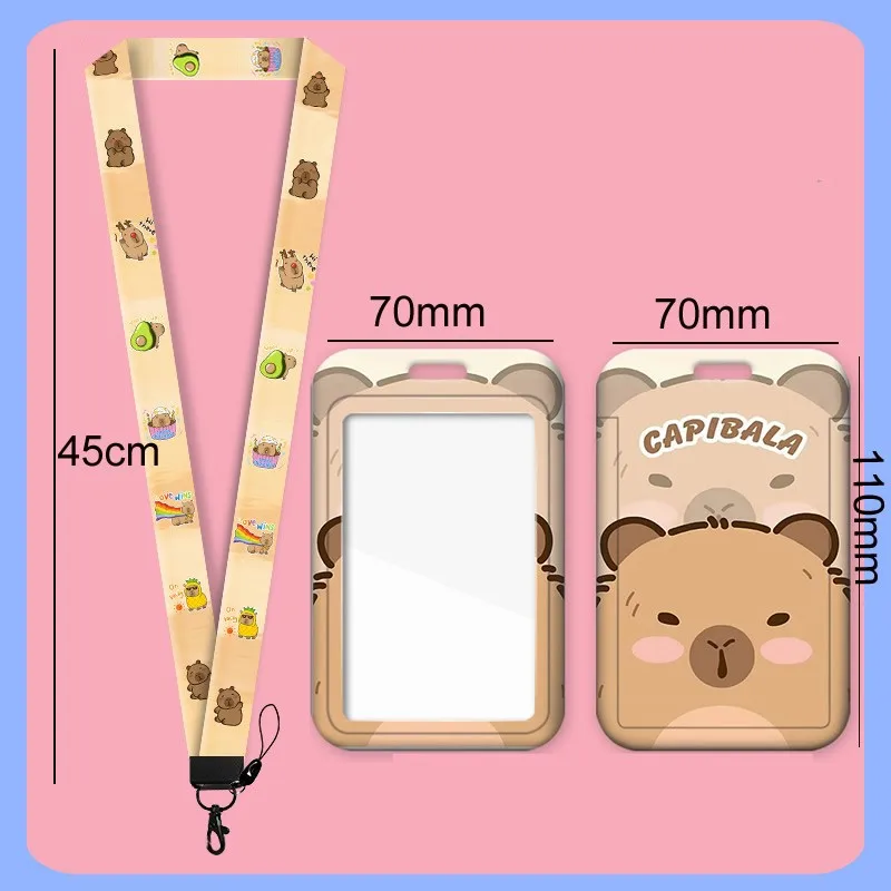 Porte-badge Tour De Cou Capybara – Cordon Réglable Avec Porte-cartes – Pour Carte étudiante, Transport, Bureau