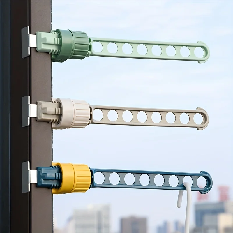 3 Pcs Creative window balcony hanging drying rack stainless steel 8 hanging holes drying rack small portable travel drying rod 3