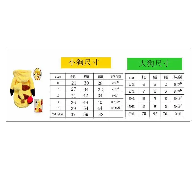 Cartoon Pikachu New Dog Clothes Yellow Sweater Pet Standing Pet Costume Pet Clothes Cat Dog Anime Big Dog Puppy Winter Clothes