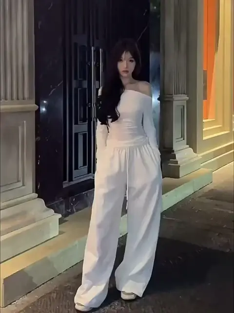Y2K Wide Leg Pants Women Casual Sports Sweatpants Oversized Jogging Wide Leg White Pants Jogger Hip Hop Sports Pants 2