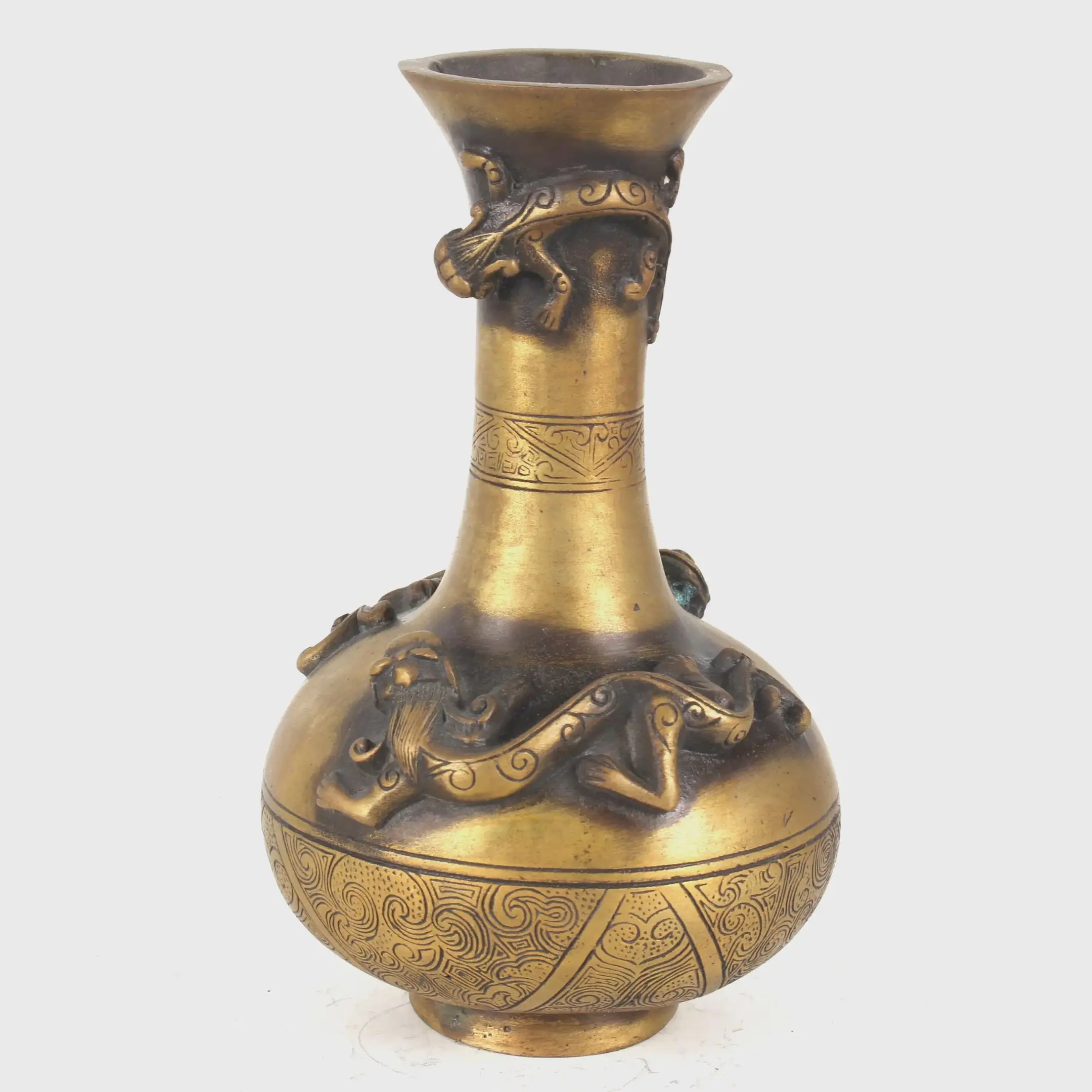 

Китайская народная коллекция, ваза ручной работы из чистой меди, украшение для дома, имена, экспонаты с надписью «Qianlong»