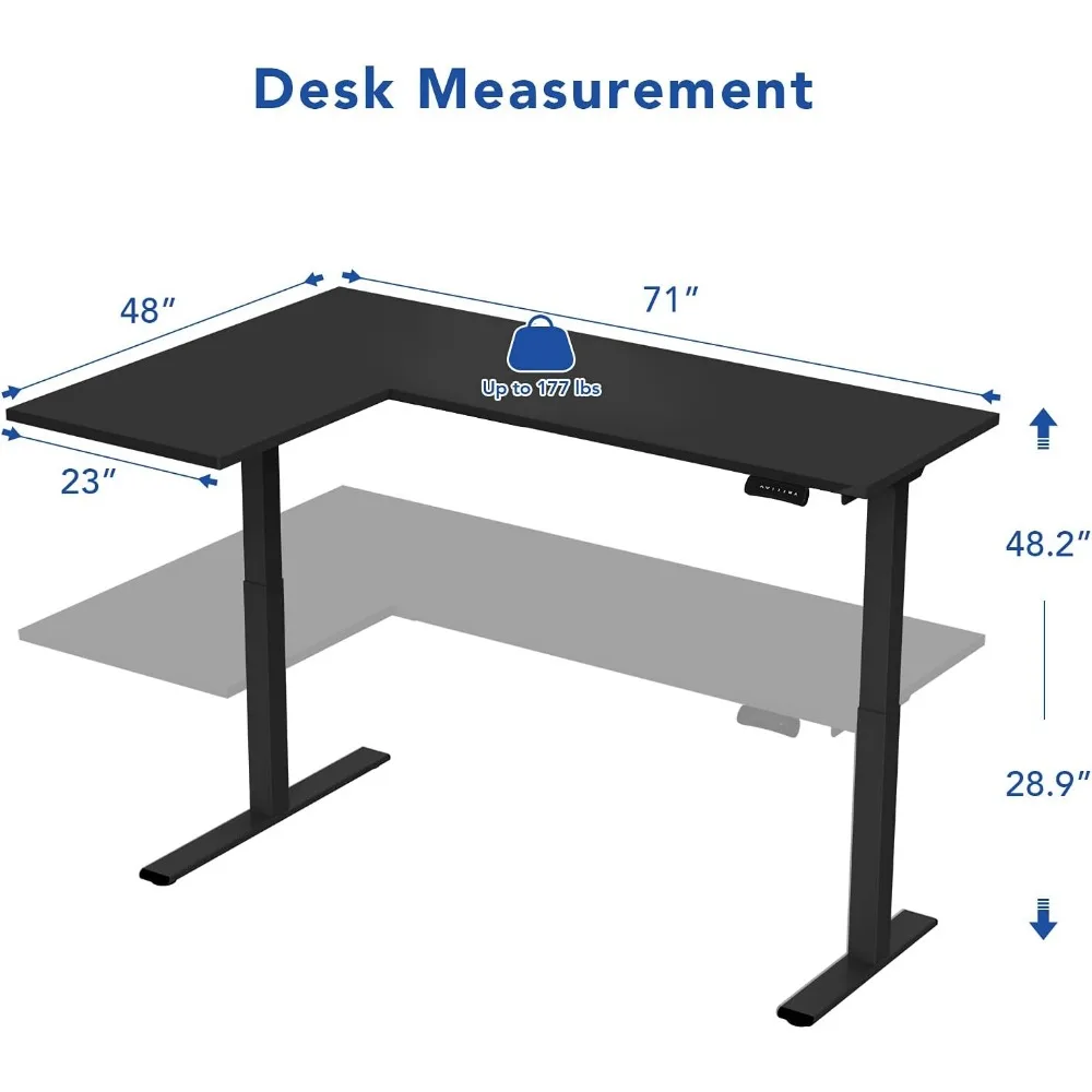 L Shaped Computer Desk, 71x48 Inch Dual Motor Electric Corner Sit Stand Up Table, Height Adjustable, for Home Work, Gaming Desk 3