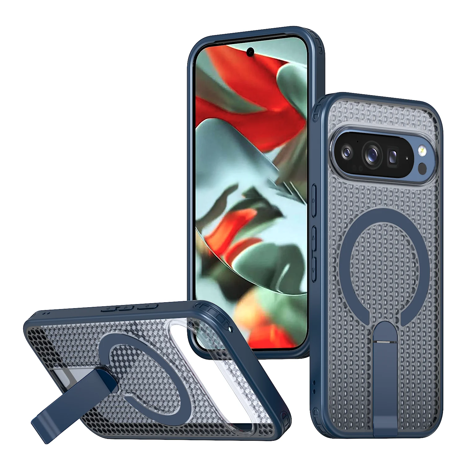 Transparent Particle Heat Dissipation Magnetic Phone Case with PC Board Bracket