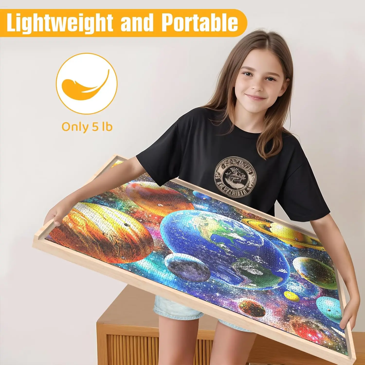 1500 Piece Puzzle Board with Drawers Rotatable 360-Degree Wheels and Cover 34'' x 26'' Wooden Jigsaw Puzzle Table Puzzle Storage 4
