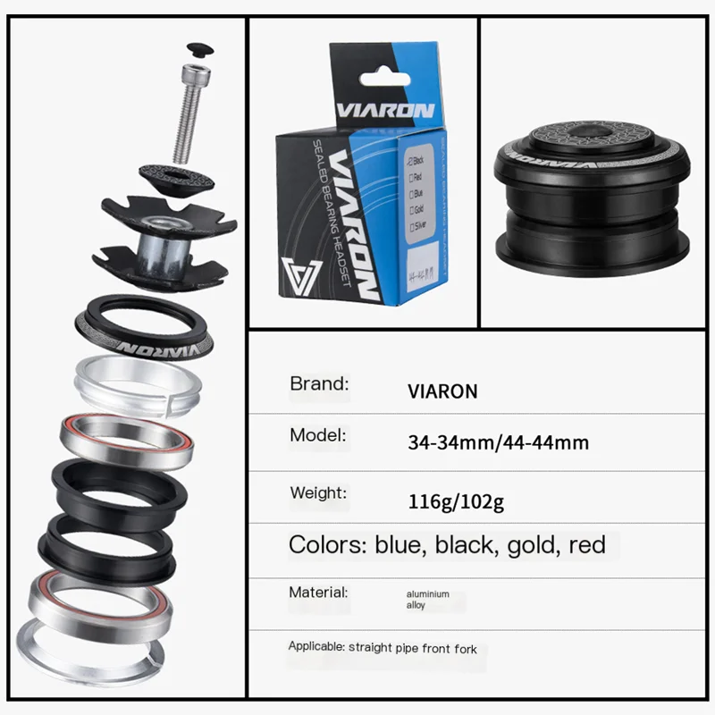 MTB Bicycle Headset CNC 1-1/8" 34MM Sealed Bearing 44MM Semi-integrated Headsets For 28.6mm Threadless Straight Tube Fork bicycle headset