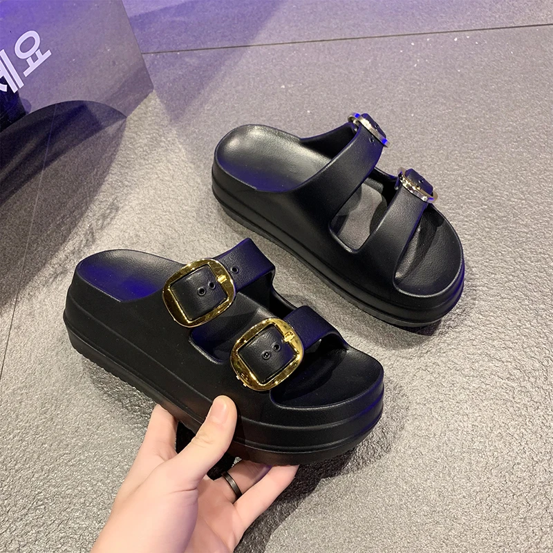 2024 Summer New Women's Shoes on The Poop Feeling Platform Slippers Women Wear The Trend of Open-toed Casual Sandals Women