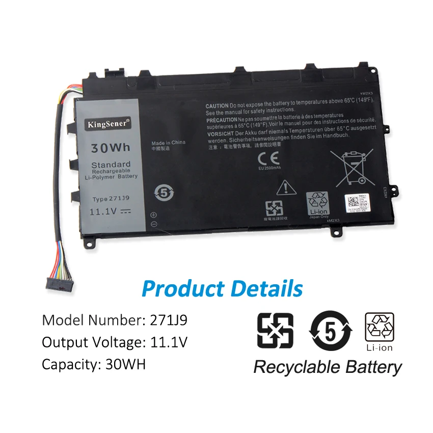 Bateria do Portátil Dell Latitude 13 7000 7350 Série Gwv47 0gwv47 Yx81v 11.1v 30wh Kingsener271j9 - Imagem 3