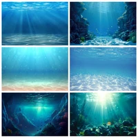 Underwater World Seabed Backdrop Ocean Undersea Sunlight Fish Coral Baby Birthday Aquarium Photography Background Photo Studio 1