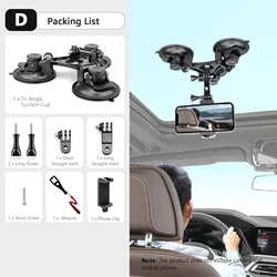 Vamson Tri-Angle Suction Cup Tripod Mount for Action Cameras and Smartphones