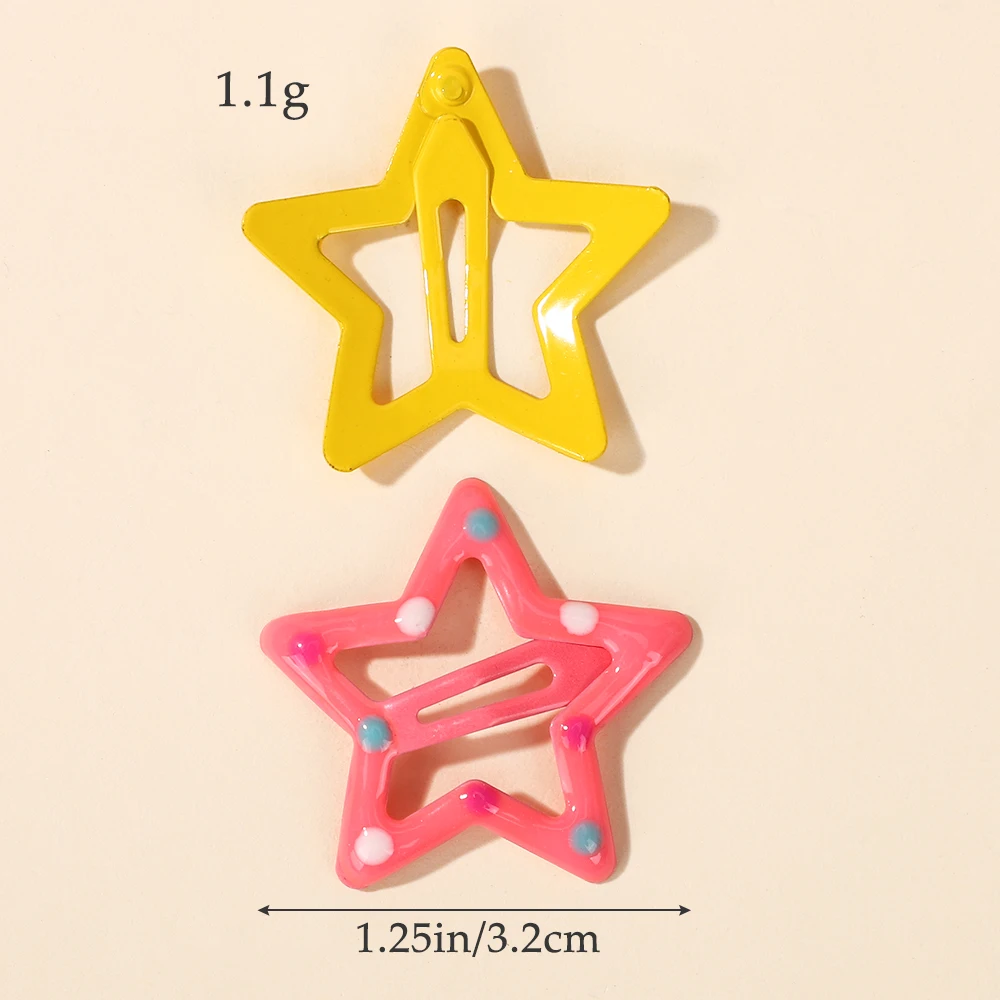 100PCS 무작위 색상 Y2K 스타 BB 헤어 클립 여성용 소녀 귀여운 금속 스타 사이드 바레트 헤어 액세서리 헤드웨어