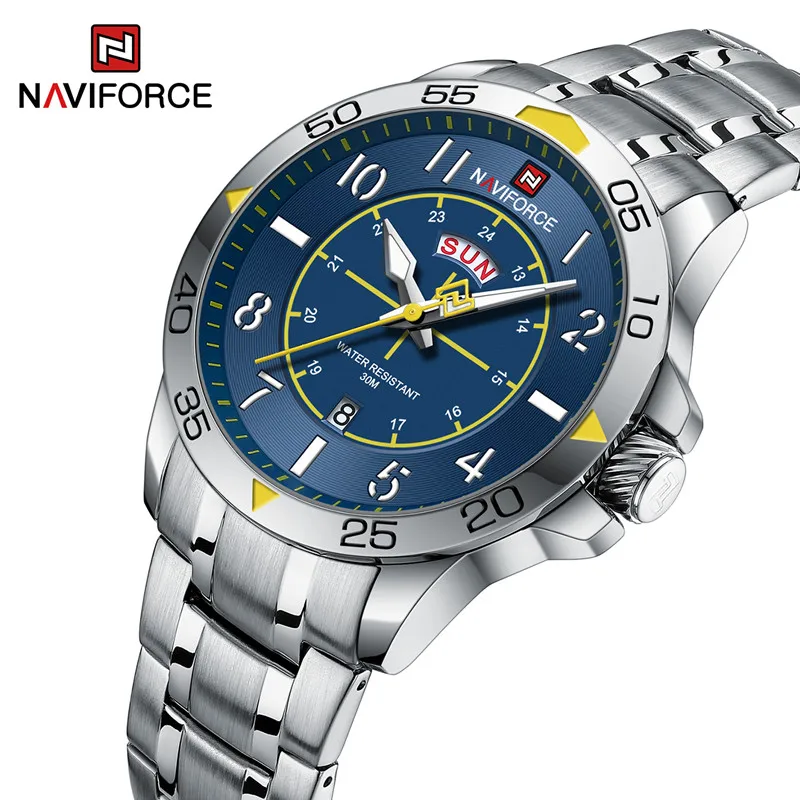 Original Brand Naviforce New Design Men's Sports Watches Fashion Waterproof Stainless Steel Quartz Wristwatch Relogio Masculino