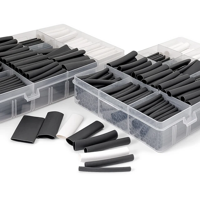 ชุดอุปกรณ์ป้องกันสายไฟแบบหดด้วยความร้อน 100-300 ชิ้น อัตราการหดตัว 3:1 ผลิตจากวัสดุ PE กันน้ำ ทนทานต่อการสึกหรอ 1