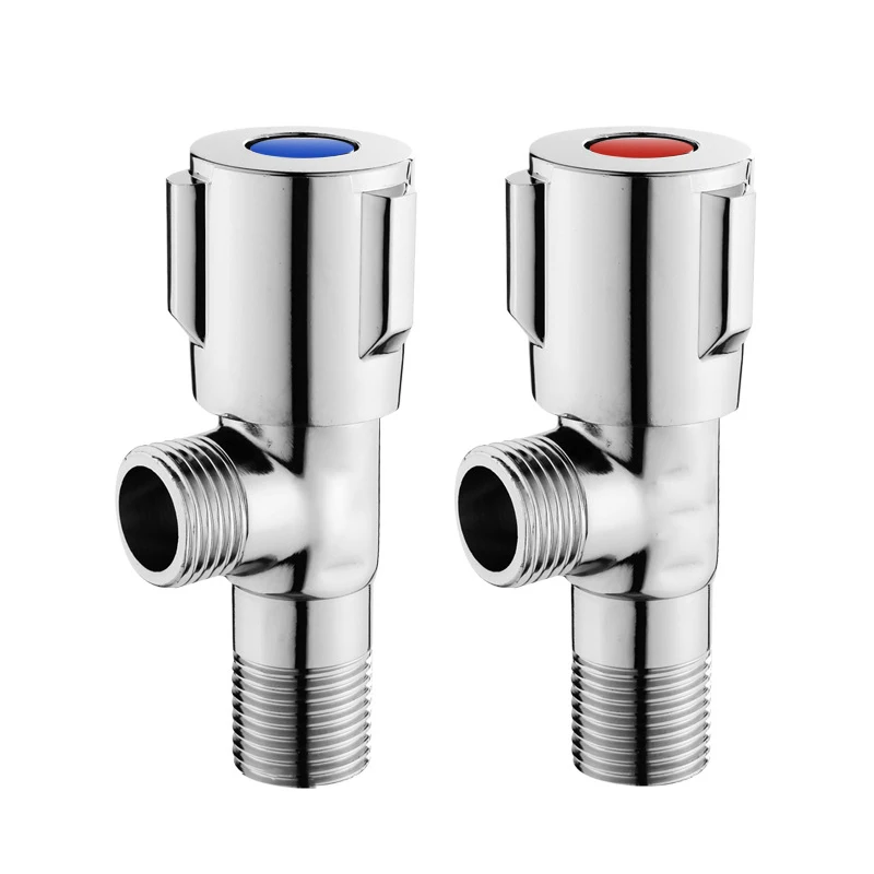 2Pcs/Lot Metallic Angle Stop Valves Quick Open G1/2 Cold Hot Water Stop Valve For Bathroom Toilet Sink
