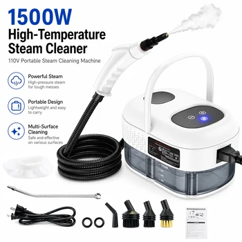 1500W High-Pressure Steam Cleaner 110V 1000ml Water Tank, 6 Adjustable Gears, Portable for Home Cleaning 1