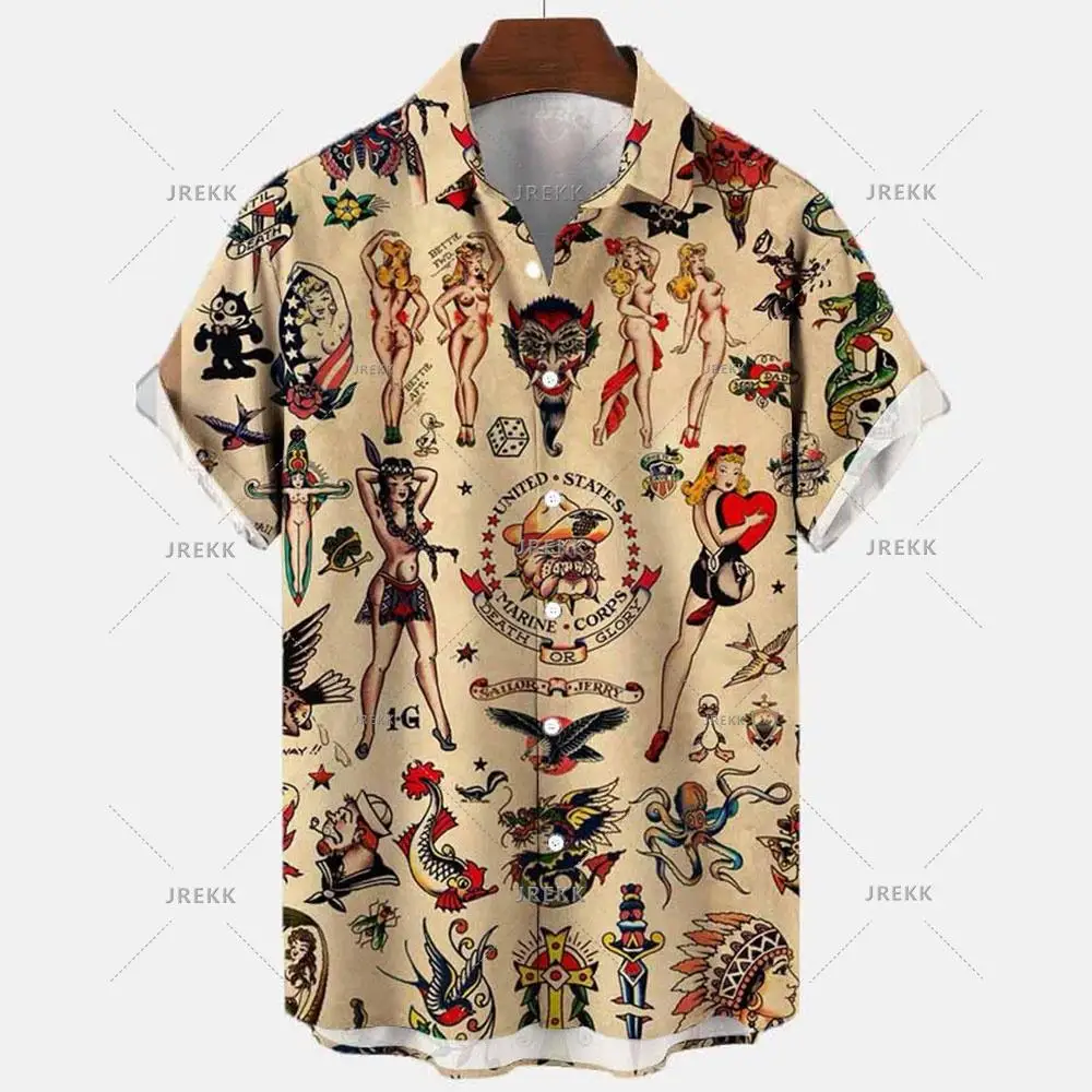 

2023 Summer New Men's Hawaiian Shirt Tessffel Samurai 3d Printed Shirts For Men Fashion Harajuku Casual Oversized Shirts
