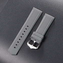 Silicone Universal Watch Band Strap - Sport Replacement Rubber Bracelet - 22mm (Gray)