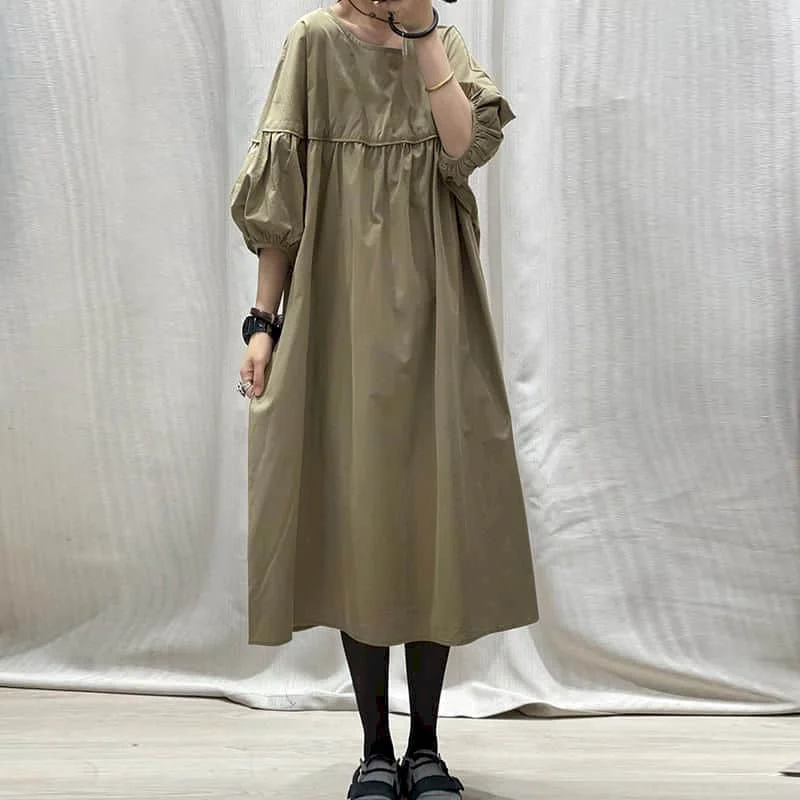 Korean Autumn Winter Lantern Sleeve Dress SD01281