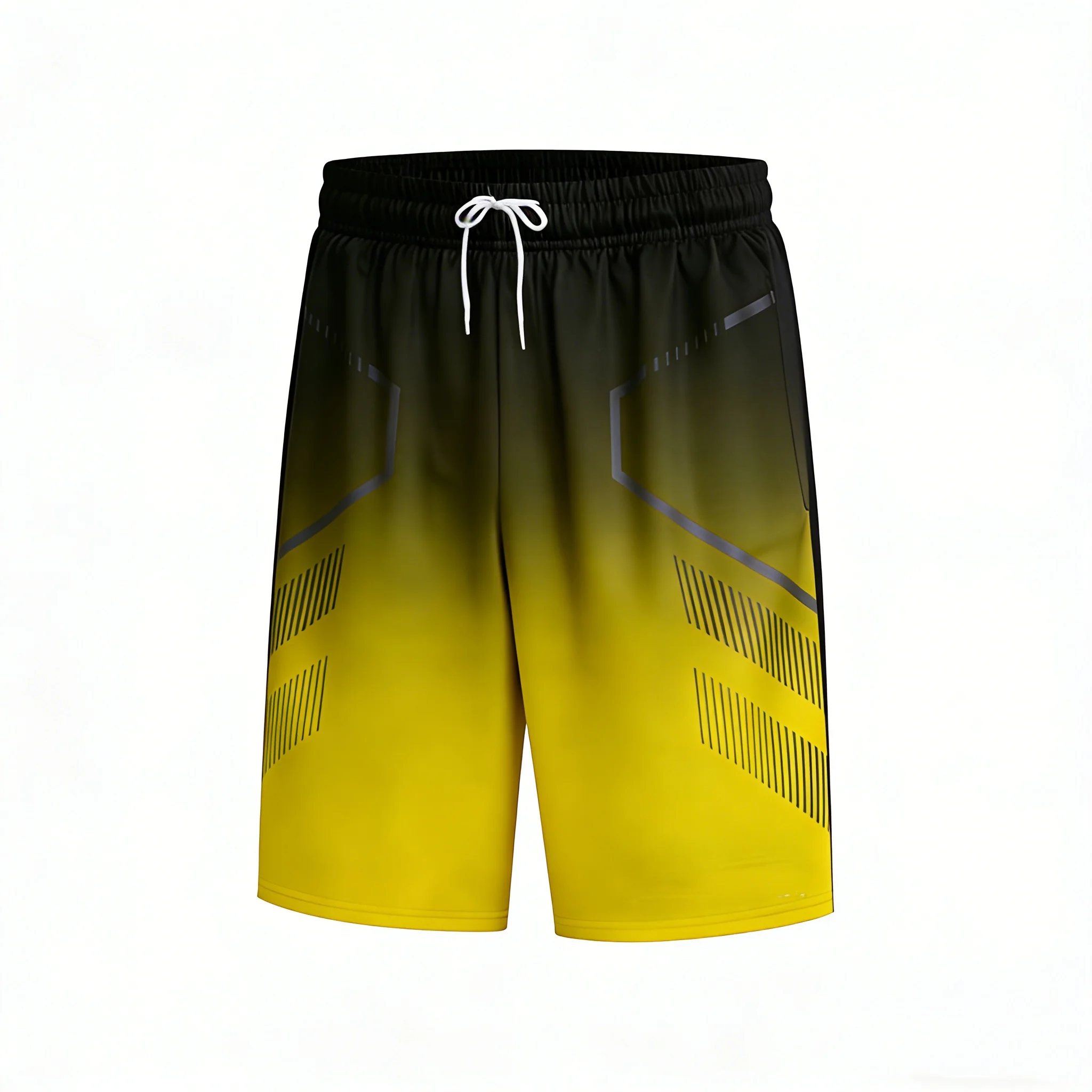 Men’s quick dry running basketball gym training five-point sports shorts yellow