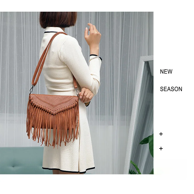 Borsa a tracolla da donna alla moda, busta personalizzata, borsa con nappine, borsa a tracolla da donna, borsa sottile da donna_voghion.com