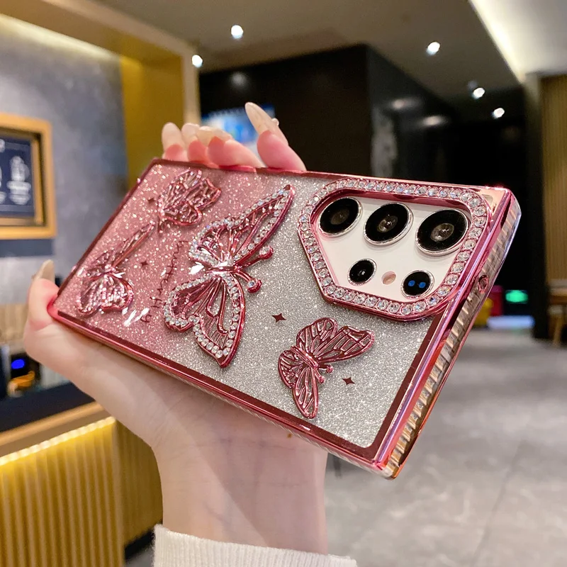 Butterfly Glitter Rhinestone Phone Case - Sparkling Back Cover