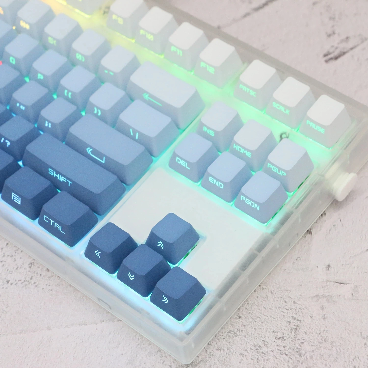 Teclado Retroiluminado para Teclado Mecânico para Jogos Pbt Keycaps Transparente Nevoeiro Azul Rosa Gradiente Oem 108 Chaves - Imagem 6