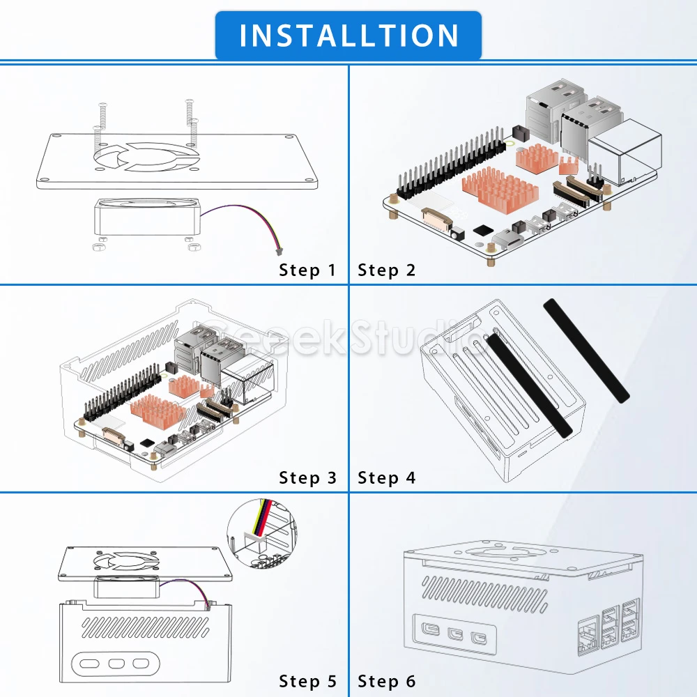 Raspberry pi Alumínio Case Enlosure Shell com Ventilador Dissipadores para Rpi 5 - Imagem 4