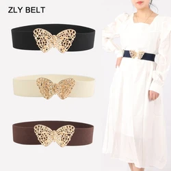 2023 New Fashion Waistband Women Elastic Adjustable Luxury Golden Butterfly Logo Exquisite Carving Versatile Quality Waist Band