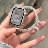 Bracelet de téléphone élastique KT Transparent, compatible avec iWatch, 38mm 40mm 41mm 42mm 44mm 45mm 49mm, bracelet fait à la main à la mode 6