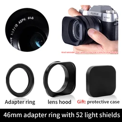 Universal Metal Square Camera Lens Hood for Photography (52/43/46/39mm) (Black 46mm)