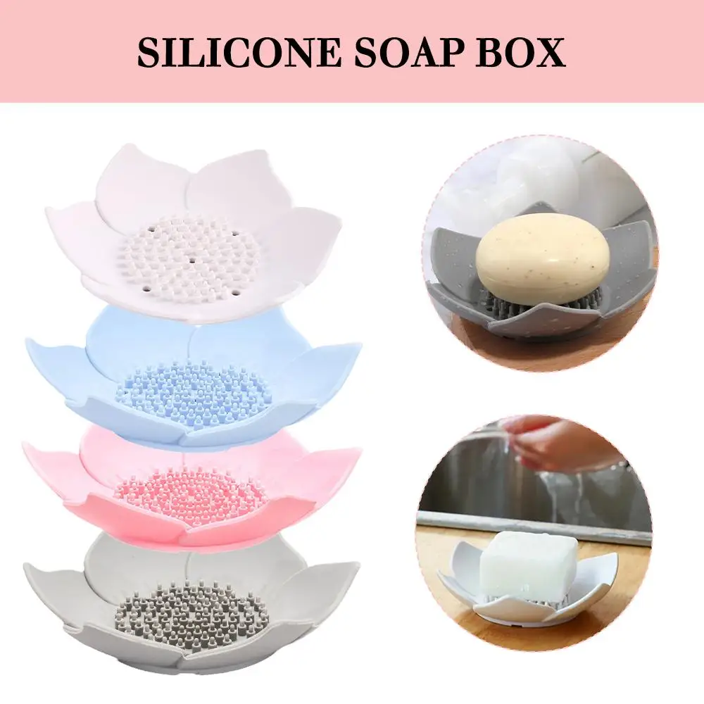 

Soap Box Shape Non-slip Silicone For Water Draining Solid Color Soap Tray Draining Soap Dish Home Bathroom Accessorie R1I5