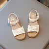 Girl's Summer Sandals Ruffles Matte Pu Leather Daily Kids Sliders Flat Stylish Open Toe Anti-slip Sweet Children Shoes 26-36 5