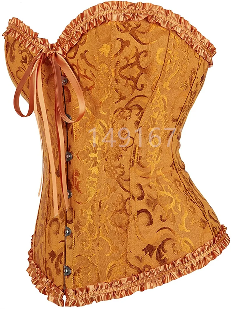 Corset Bustier Top Women's Plus Size Lace up Floral Gothic Brocade Vintage