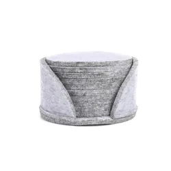 Set of 10 Heat-Resistant Round Felt Coaster Pads - Dining Table Protectors - 10cmx10cmx0.3cm (Light Gray)