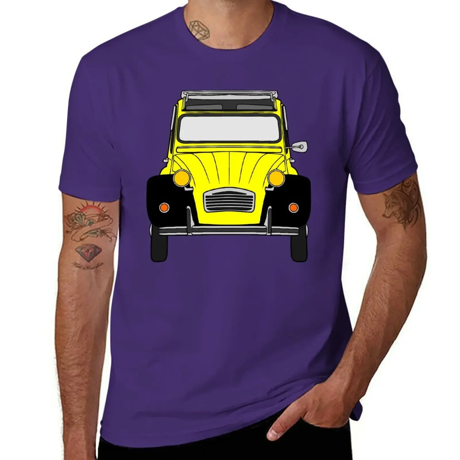 Vintage Yellow and Black Citroen 2CV Graphic Oversized T-Shirt