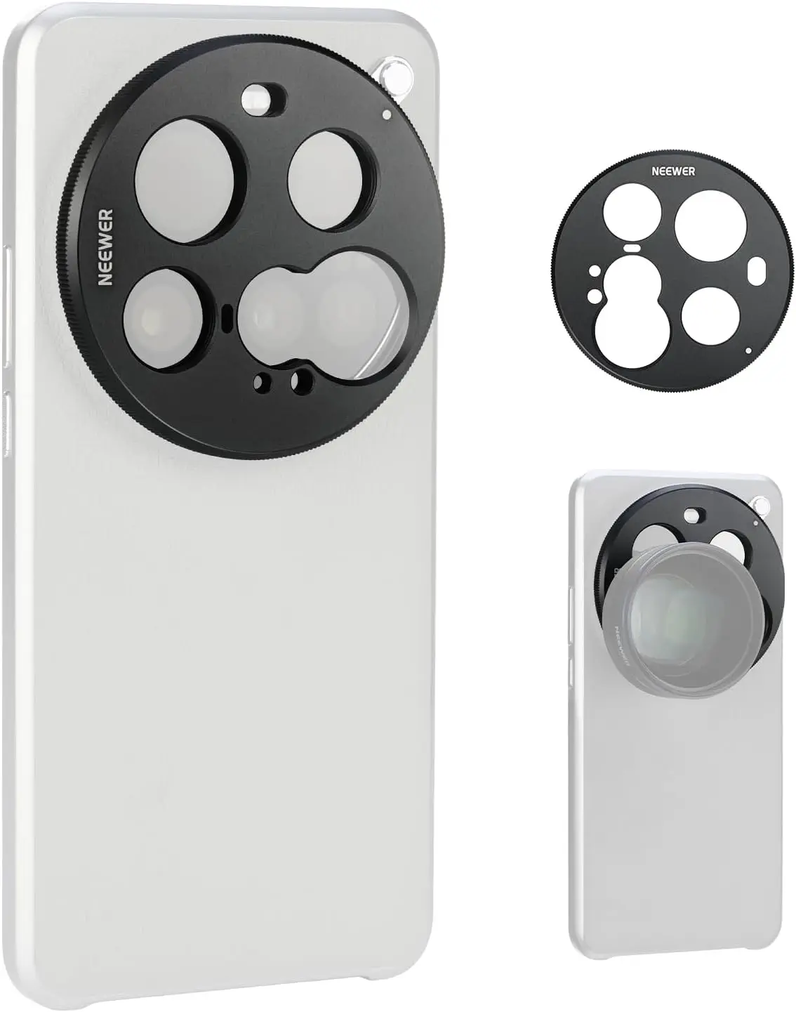 Lens Backplate, Aluminum Alloy 17mm Thread Phone Lens Adapter Holder for Main &