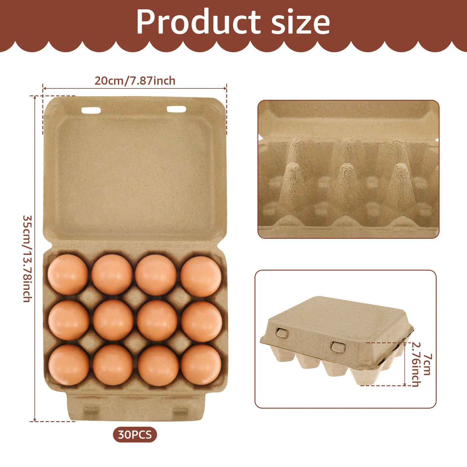 20/30pcs Egg Storage Box Paper Egg Organizer Tray for Farm,3x4 Egg Protect Holder Tray for Home Kitchen Refrigerato Organizer 2
