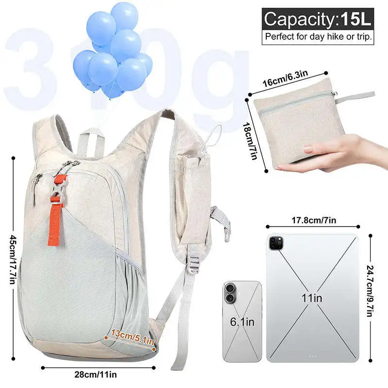 Nuovo Zaino Pieghevole da Esterno, Borsa da Ciclismo, Borsa Sportiva Casual Pieghevole per Uomo e Donna, Zaino da Escursionismo, Ultra-Leggero - immagine 2