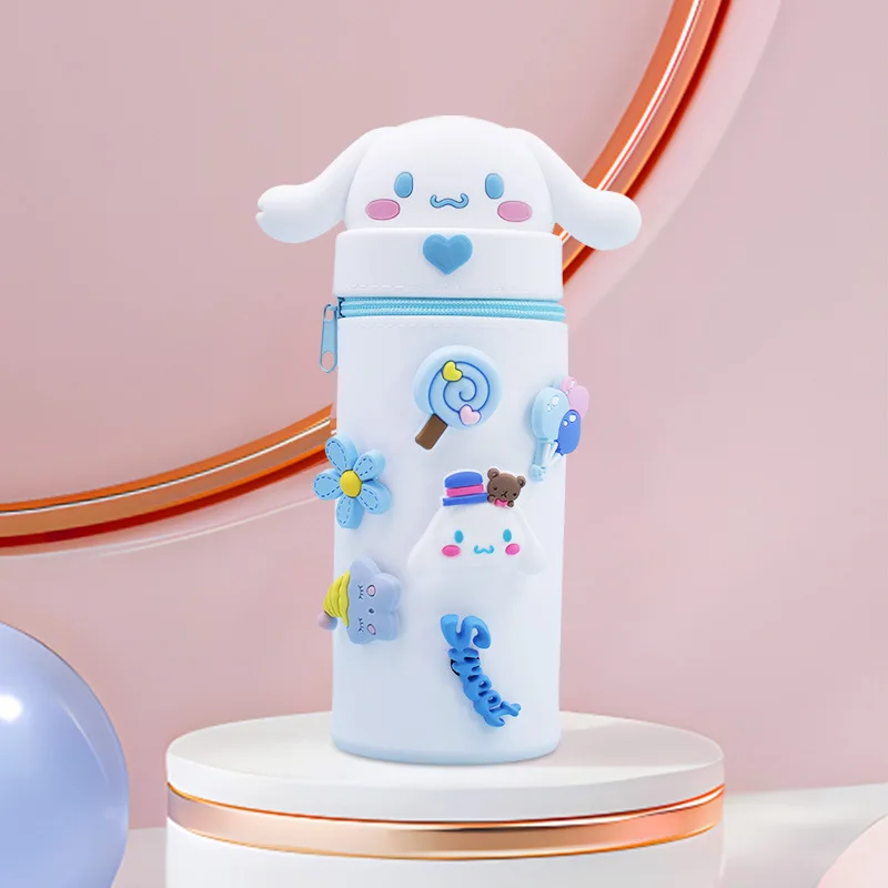 New Sanrio MyMelody Kuromi Cartoon Silicone Folding Dual purpose Pen Holder Pen Box Office Stationery Storage Device pencil case,pen holder,desk organizer,pen and brush holder,desk storage rack