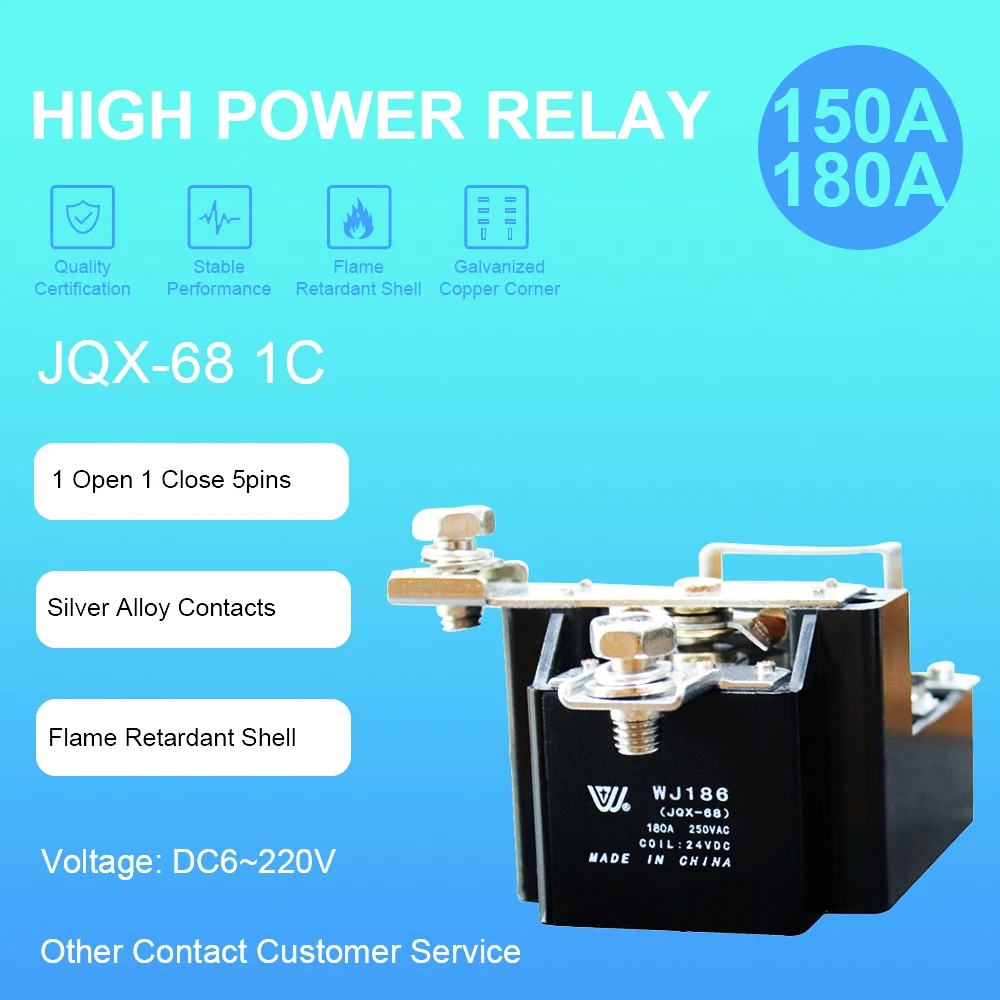 JQX 68F 200A 120A 180A High power relay DC12V DC24V AC220V Silver