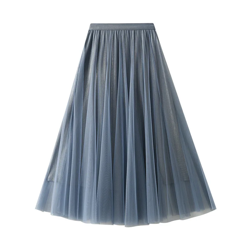 Beautiful Streamer Long Pleated Tulle Skirt A-line Mesh Vintage High Waist Skirts Womens 2022 Spring Summer black tennis skirt