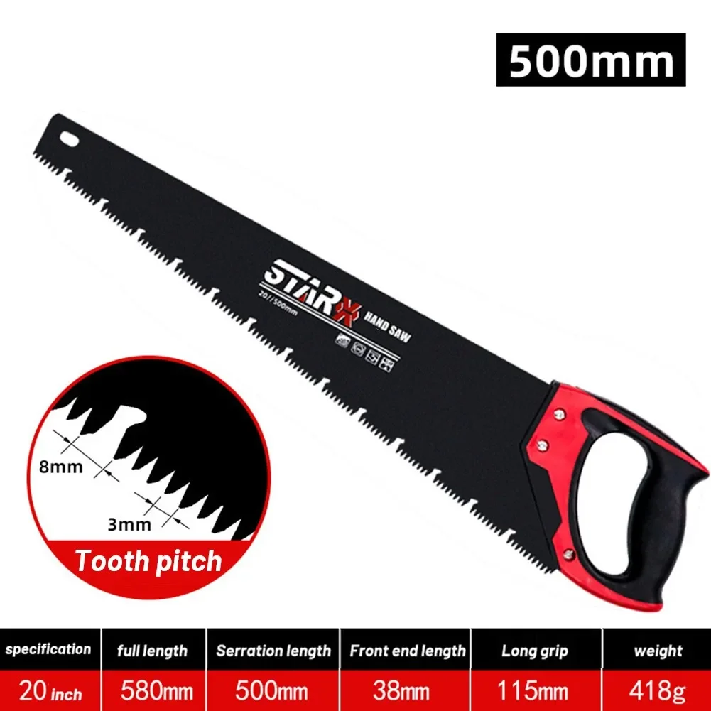 16" 18" 20" Steel Hand Saw Timber Saw Woodworking Cutting Tool Dry Wood Pruning With Hard Teeth For Fine Cut UPVC & Wood