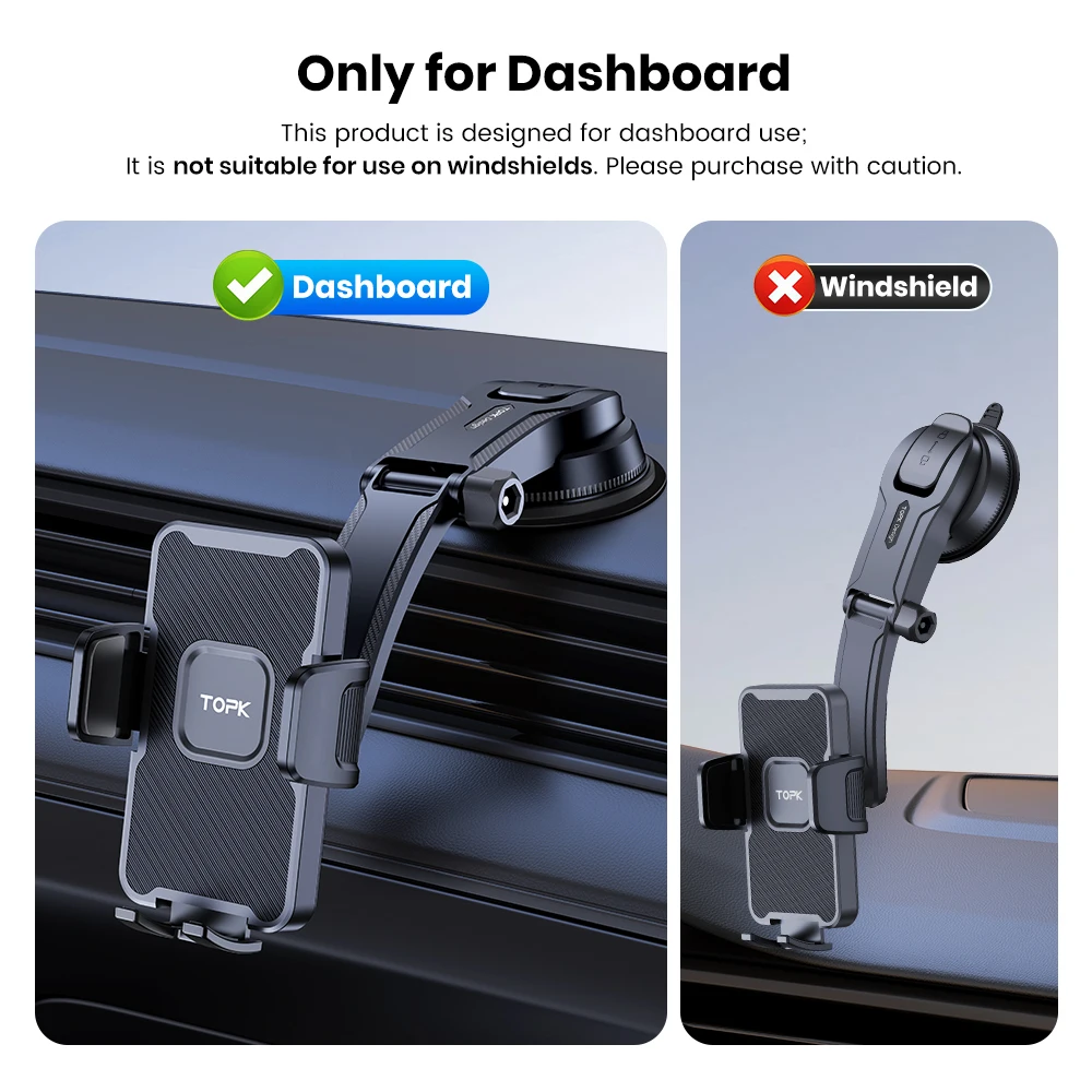 Cell Phone Holder for Car, Universal Mount Dashboard for iPhone 14 13 12 11 Pro