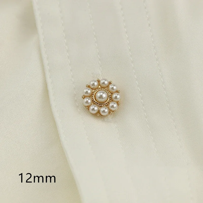 Copribottoni Decorativi Con Perle E Fiori Per Camicie Donna - 2 Pezzi, Facili Da Applicare, Eleganti