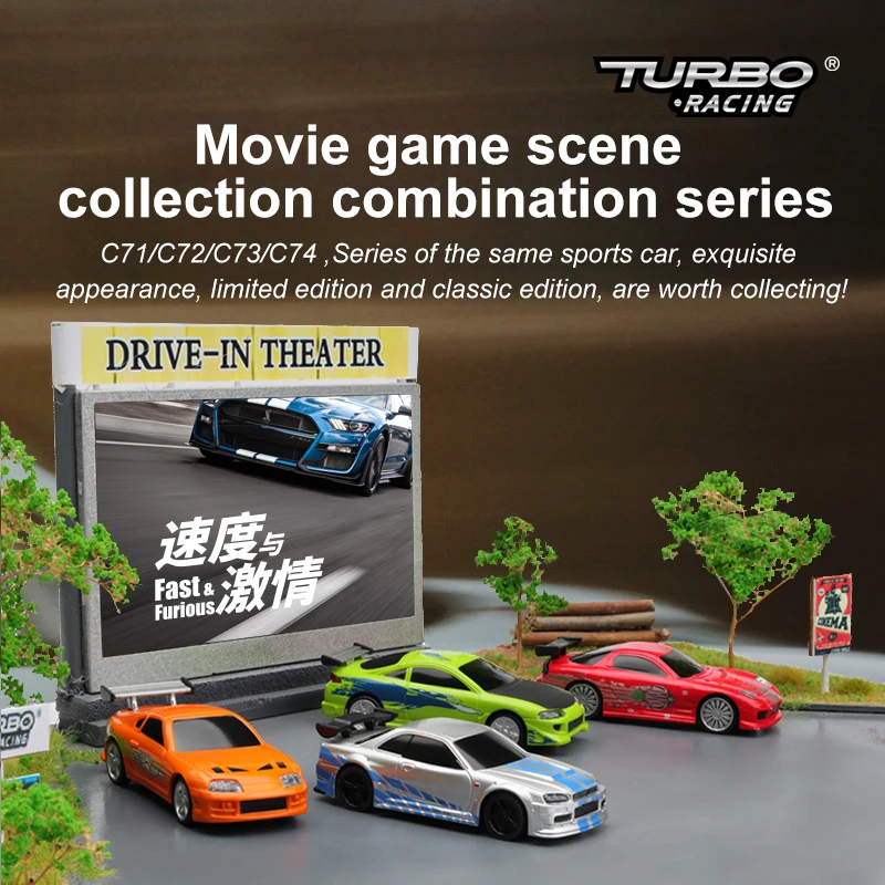 Turbo Racing 4CH 2.4GHZ 1:76 C74 RC Sports Car RTR Kit Mini Full Proportional Remote Control Toys 4