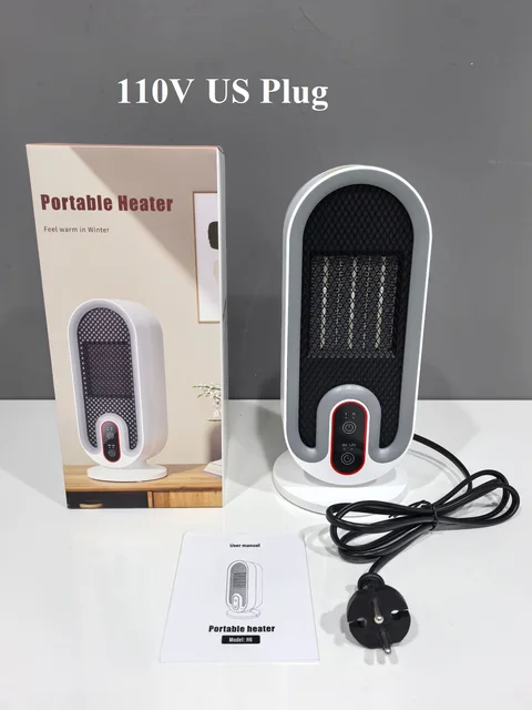 PTC Ceramic Heater 750W Desk HeaterTouch Screen Display Fast Space Heating Two Gears Timeable Electric Heaters Timer Setting 6
